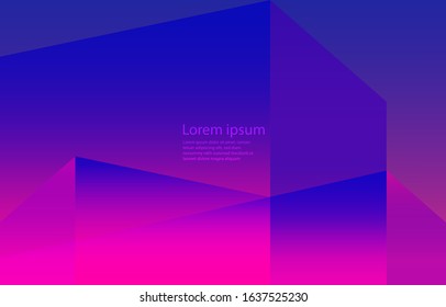 Square graphic, abstract gradation on a classic blue and Fluorescent pink  background with copy space. card. Poster. elements design for presentation background. Constructivism