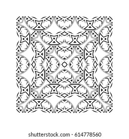 Square graphic element for creating an abstract seamless pattern. A strict geometric ornament, black and white seamless pattern
