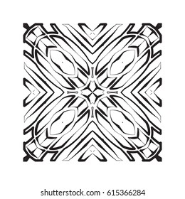 Square graphic element for creating an abstract seamless pattern. Geometric ornament, seamless vector background. Black and white modern texture, graphic pattern.