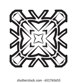 Square graphic element. Geometric ornament. Black and white modern texture. Vector