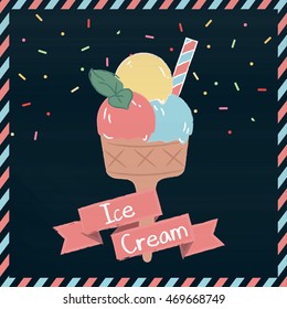 Square Graphic Layout with Pastel Ice Cream Illustration