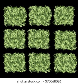 square grass balls on a black clear background 