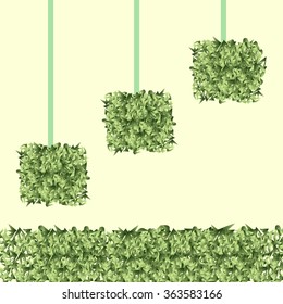 square grass balls on a blue clear background 