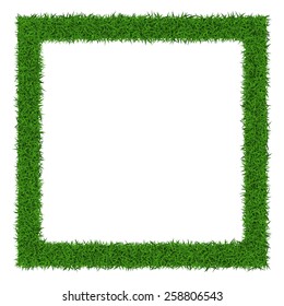 Square grass frame  with copy-space  on white background, vector illustration.