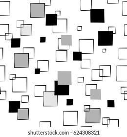 Square gray on white seamless pattern. Fashion graphic background design. Modern stylish abstract texture. Monochrome template for prints, textiles, wrapping, wallpaper, website. Vector illustration