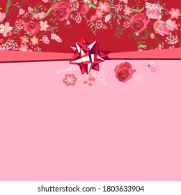 Square greeiting card with floral elements for festive and season design