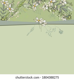 Square greeiting card with floral elements for festive and season design