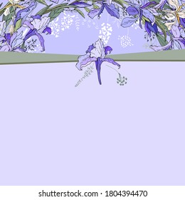 Square greeiting card with floral elements for festive and season design