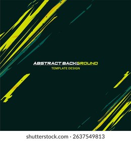 Square Green Abstract Background Vector with Sportly Style and Grunge Effect. Brush Stroke Illustration Vector, Poster. Scratch Texture Elements For Design Template