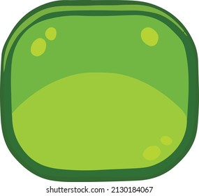 Square green button for game or site, vector illustration
