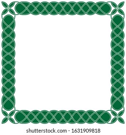 Square green celtic frame with traditional ornament.