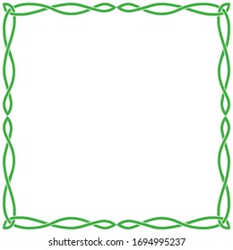 A square green Celtic frame with a traditional pattern.    