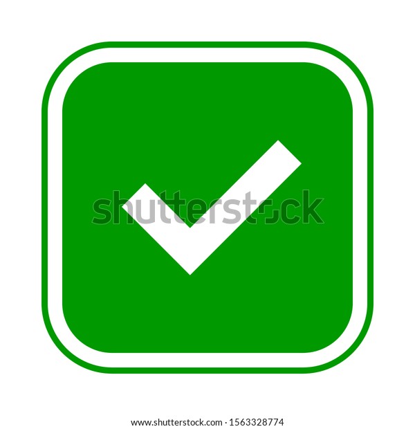 Square Green Check Mark Icon Button Stock Vector (Royalty Free ...