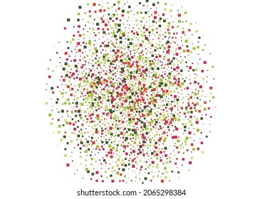Square Green Fiesta Illustration. Fete Dot Mosaic. Red Rain Confetti Wallpaper. Rhombus Element Texture.