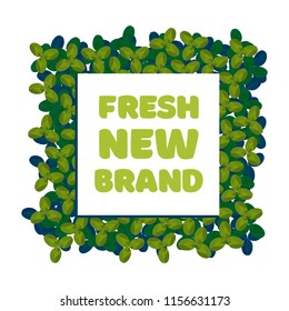 Square green frame or border of clover leaves. Flat vector illustration