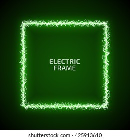 Square Green Frame Of Electric Discharge
