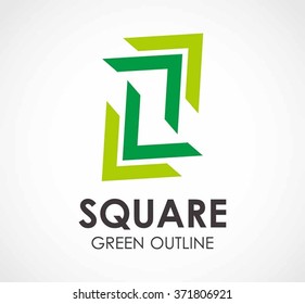 Square of green outline abstract vector and logo design or template frame natural business icon of company identity symbol concept