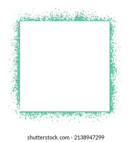 Dibujo vectorial aislado de marco cuadrado de pintura verde. Encuadernación abstracta con aerosol. Plantilla en blanco para texto, postal o diseño
