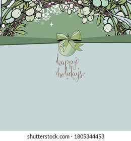 Tarjeta de saludo cuadrada con elementos de navidad para el diseño festivo y de temporada