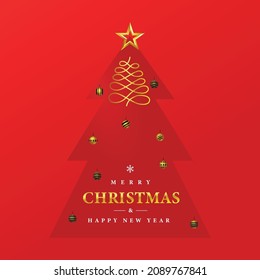 Square greeting card christmas and new year template design