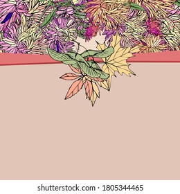 Square greeting card with floral elements for festive and season design