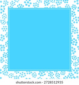 Tarjeta de felicitación cuadrada con lugar para texto. Marco cuadrado azul manchado. Fondo geométrico minimalista. Modelo inconsútil abstracto azul. Fondo Abstractas con grupos de manchas.