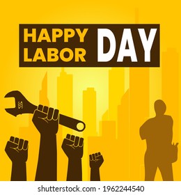 square greeting card of social media post Illustration Vector Design Of World Labour day 1 May 