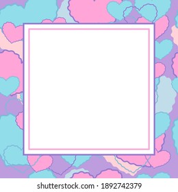 square Greeting card template with heart