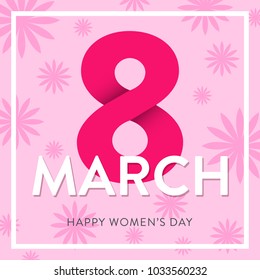 Square greeting cart for Women's Day. Beautiful gift for woman. Vector modern illustration