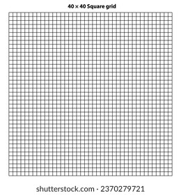 Cuadrícula cuadrada con 40 por 40 cuadrados, fondo de textura de cuadrícula, ilustración vectorial. Fondo blanco con líneas de cuadrícula abstractas y líneas cuadradas negras.