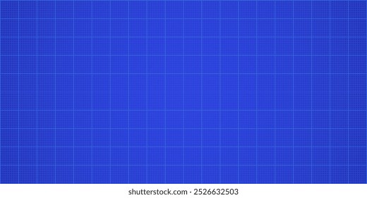 Square grid background with empty space on blue backdrop. Blank grid sheet for technology, drawing and architecture draft, design of square graph paper, notebook pattern