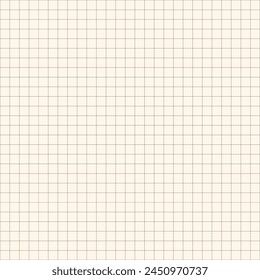 Square grid beige paper background, brown checkered paper sheet texture. Notebook page, memo, diary sheet template