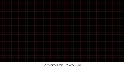 Square grid black paper background, red checkered paper sheet texture. Notebook page, memo, diary sheet template