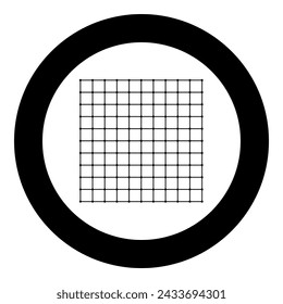 Square grid checkered icon in circle round black color vector illustration image solid outline style