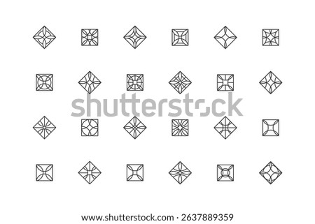Square grid element. Geometric emblem with loop and circle for your project. Vector element for mosaik and pattern.