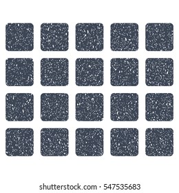 Square Grid grainy textured icon for overlay watermark stamps. Flat symbol with dust texture. Dotted vector smooth blue ink rubber seal stamp with grunge design on a white background.