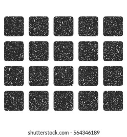 Square Grid grainy textured icon for overlay watermark stamps. Flat symbol with unclean texture. Dotted vector gray ink rubber seal stamp with grunge design on a white background.