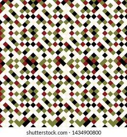 Square grid mosaic tiles lines vector seamless pattern. Colorful Squares mosaic geometric background. Modern triangular shapes grid. Geometric polygon elements graphic design