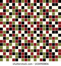 Square grid mosaic tiles lines vector seamless pattern. Colorful Squares mosaic geometric background. Modern triangular shapes grid. Geometric polygon elements graphic design