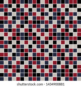 Square grid mosaic tiles lines vector seamless pattern. Colorful Squares mosaic geometric background. Modern triangular shapes grid. Geometric polygon elements graphic design