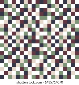 Square grid mosaic tiles lines vector seamless pattern. Colorful Squares mosaic geometric background. Modern triangular shapes grid. Geometric polygon elements graphic design 