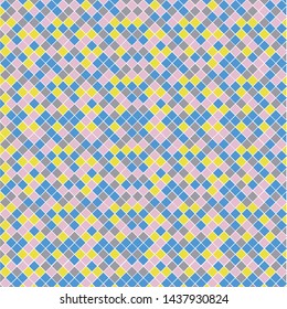 Square grid mosaic tiles lines vector seamless pattern. Colorful Squares mosaic geometric background. Modern triangular shapes grid. Geometric polygon elements graphic design