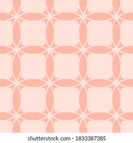 Square grid pattern. Vector abstract geometric texture with carved lattice, mesh, net. Elegant pink colored background. Stylish ornament. Repeated design for tileable print, textile, decor, wallpaper