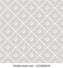 Square grid seamless pattern. Subtle vector geometric texture with crossing lines, small squares, net, lattice, grill. Elegant abstract white and gray background. Repeat design for decor, wallpapers