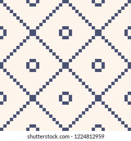 Square grid seamless pattern. Vector abstract geometric white and blue texture with crossing lines, small squares, net, mesh, lattice, grill. Elegant monochrome background. Simple repeatable design
