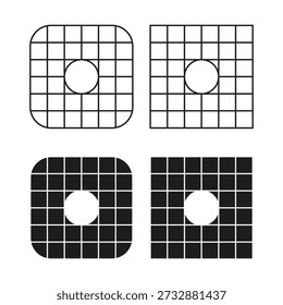 Square grid set. Geometric hole icon. Abstract tile Vector. Cell mesh pattern.