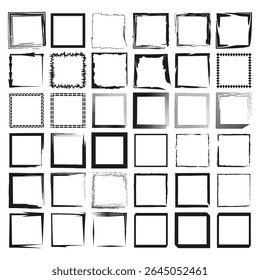 Square grid texture. Abstract black boxes. Vector pattern shape. Irregular frame design.