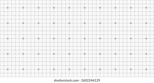 Square grid texture, grid line paper sheet with crosses and dots, blank grid sheet for technology, drawing and architecture draft, texture of square graph paper, notebook pattern