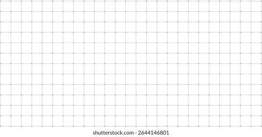 Textura cuadrada de la cuadrícula, hoja de papel de línea de cuadrícula con cruces y puntos sobre fondo blanco. Ilustración vectorial