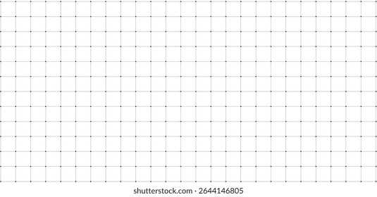 Square grid texture, grid line paper sheet with crosses and dots on white background. Vector illustration